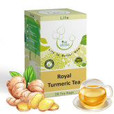 THE VEDAS Royal Turmeric Tea | Caffeine free Herbal Tea | Biodegradable Cotton Teabags | Made from Best Indian Turmeric, Ceylon cinnamon and Hibiscus | 20 Tea Bags