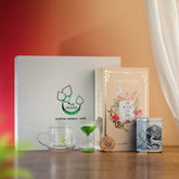 The Vedas Tea Chest Volume 2 | Premium Gift Set containing Glassmug with Infuser and Lid, Premium Black Tea Tin Caddy, Snadclock Timer, Coaster, and The Book of Tea | 100 Cups of teas