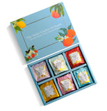 The Vedas Garden of fruits tea gift set | 6 Different varieties | Handstitched Cotton teabags | Total 24 teabags