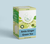 The Vedas Aamla Ginger Green Tea| Biodegradable Cotton Teabags | Pack of 20