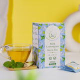 The Vedas Mint Lemongrass Green tea, Made With Exotic Malwa Mint, Lemongrass and Darjeeling Green tea Pack of 25