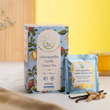 THE VEDAS Ashwagandha Vanilla Green Tea |  Green Tea | Biodegradable Cotton Teabags | 20 Tea Bags(Pack of 1)