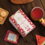 THE VEDAS Icy Watermelon Tea | Herbal Tea with Hibiscus & Sweet Basil - Caffeine Free Herbal Tea - Enjoy Hot or Iced | Biodegradable Cotton Teabags | 25 Tea Bags (Pack of 1)