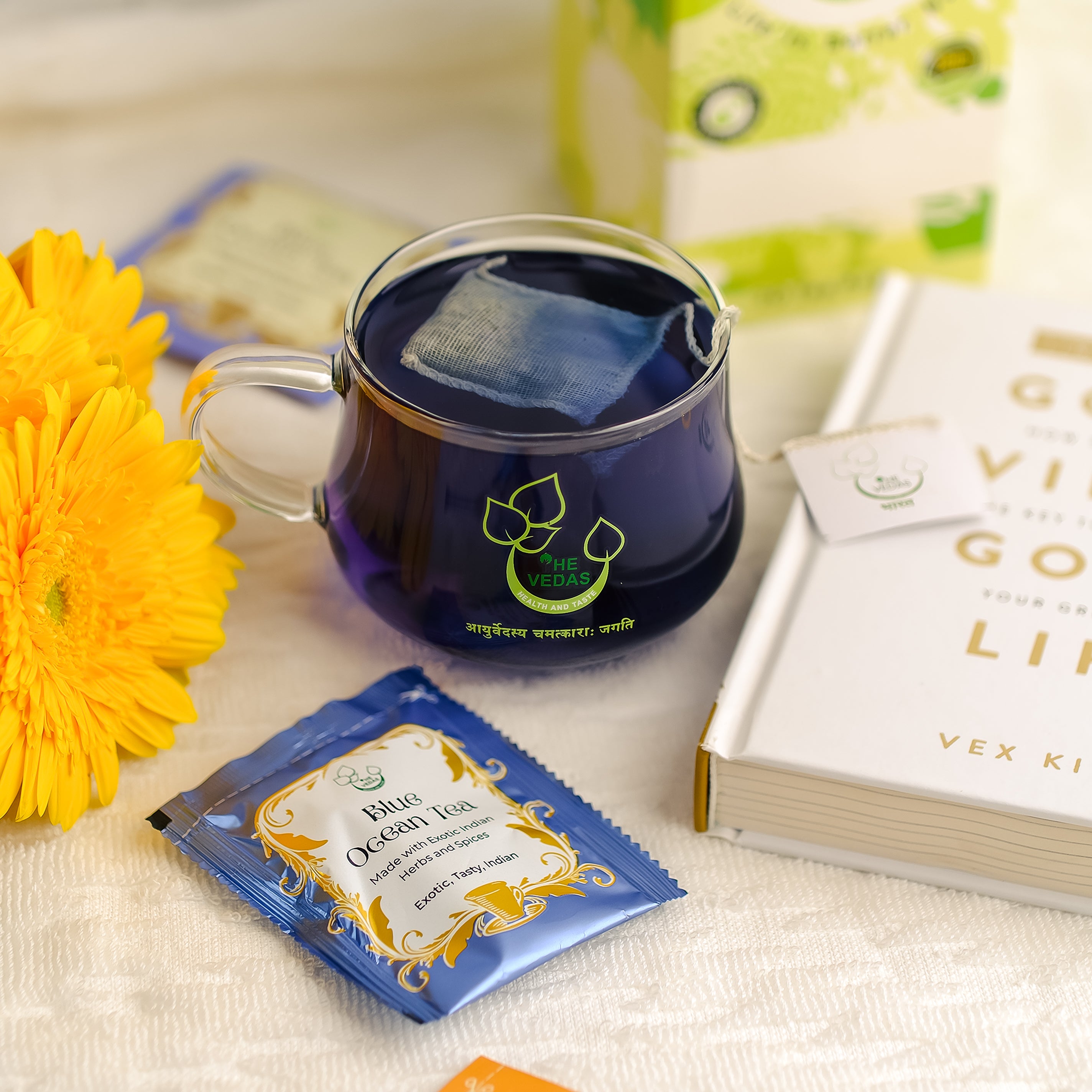 THE VEDAS Blue Ocean Tea | Herbal Tea | Biodegradable Cotton Teabags | Caffeine Free Tea |  20 Tea Bags(Pack of 1)