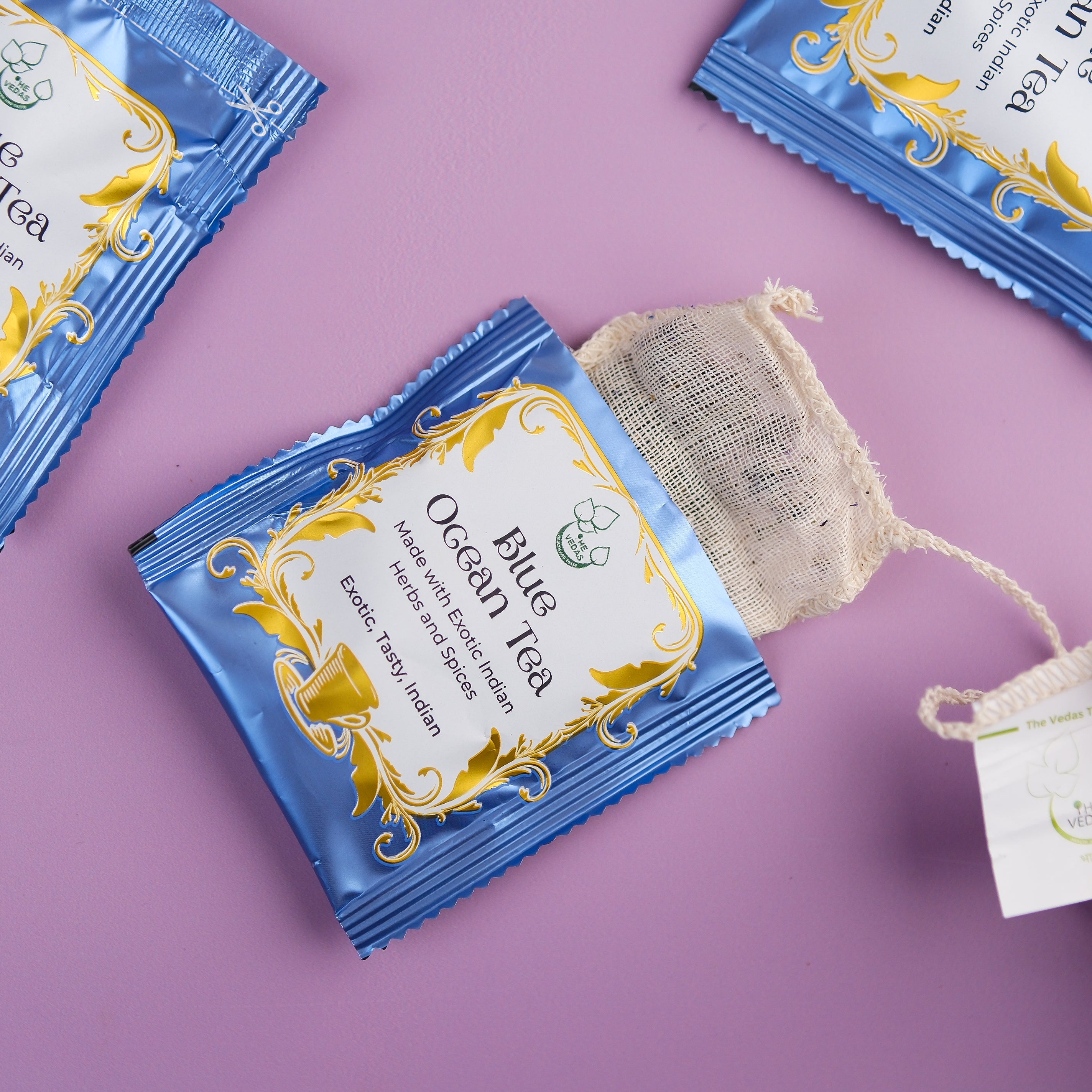 THE VEDAS Blue Ocean Tea | Herbal Tea | Biodegradable Cotton Teabags | Caffeine Free Tea |  20 Tea Bags(Pack of 1)