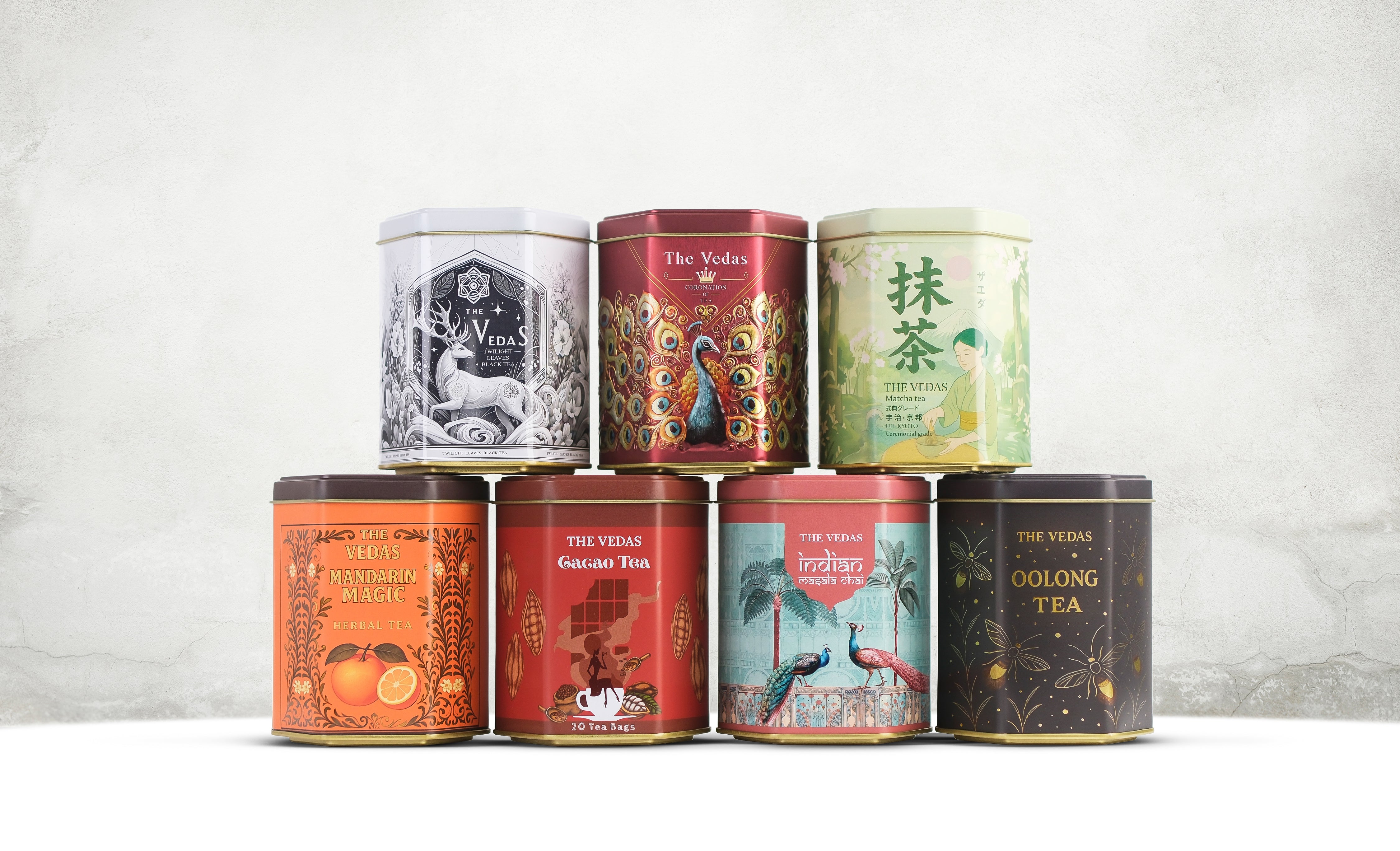 The Vedas Mandarin Magic Tea Tin,  20 Hand stitched cotton teabags