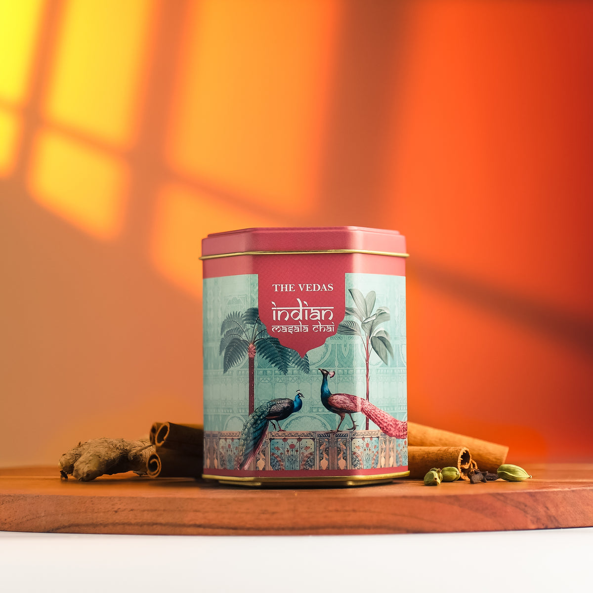 The Vedas Indian Masala Chai Tin caddy  - Blend of Premium Quality Black tea and Indian 8 Spices